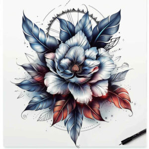 flower-pattern-tattoo – tattoo design ideas free ai generated – realism-real-life-shading – for-full-back – Gallery: other-flowers-inkby-ai