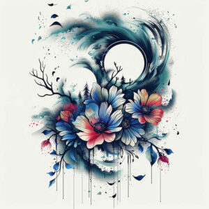 flower-pattern-tattoo – tattoo design ideas free ai generated – realism-realistic-dimension – for-outer-arm – Gallery: other-flowers-inkby-ai