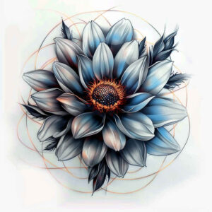 flower-patterns – tattoo design ideas free ai generated – surrealism-blurred-edges – for-knee – Gallery: other-flowers-inkby-ai