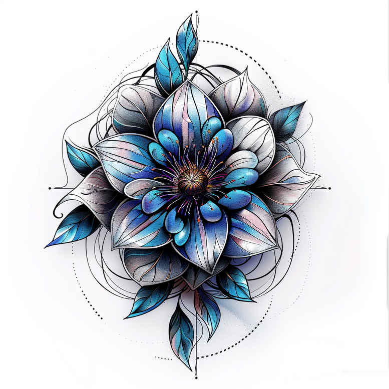 flower-patterns – tattoo design ideas free ai generated – surrealism-visionary – for-palm – Gallery: other-flowers-inkby-ai