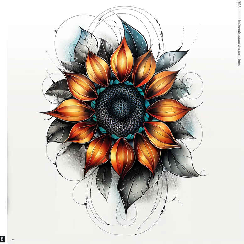 flower-silhouette-tattoo – tattoo design ideas free ai generated – realism-mirrored-effect – for-collarbone – Gallery: other-flowers-inkby-ai
