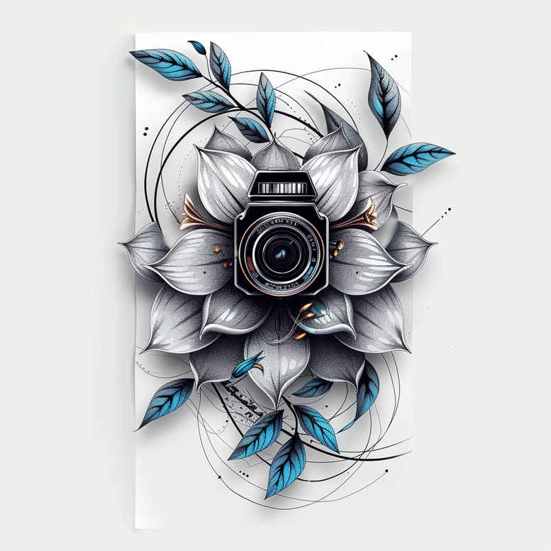 flower-symbolism-tattoo – tattoo design ideas free ai generated – realism-light-and-shadow-play – for-shin – Gallery: other-flowers-inkby-ai