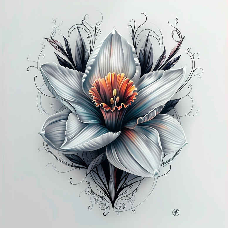 flower-talisman-tattoo – tattoo design ideas free ai generated – neotraditional-deep-blacks – for-upper-shoulder – Gallery: other-flowers-inkby-ai