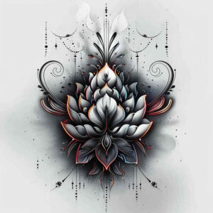flower-talisman-tattoo – tattoo design ideas free ai generated – surrealism-distorted-perspective – for-temple – Gallery: other-flowers-inkby-ai