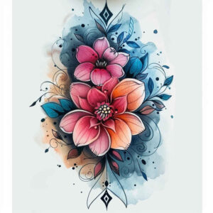 flower-tattoo – tattoo design ideas free ai generated – neotraditional-bold-texture – for-shin – Gallery: other-flowers-inkby-ai