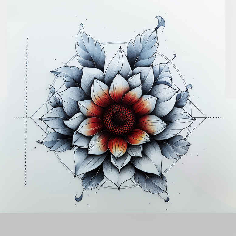 flower-tattoo – tattoo design ideas free ai generated – neotraditional-gradient-fills – for-wrist-side – Gallery: other-flowers-inkby-ai