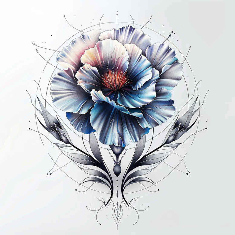flower-traditional-tattoo-for-men – tattoo design ideas free ai generated – surrealism-psychic-energy – for-ankle – Gallery: other-flowers-inkby-ai