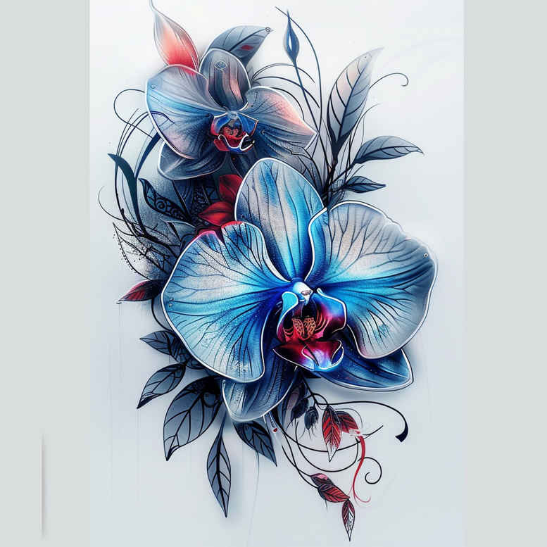 flowers-as-inspiration-for-men – tattoo design ideas free ai generated – surrealism-phantasmagoria – for-calf – Gallery: other-flowers-inkby-ai