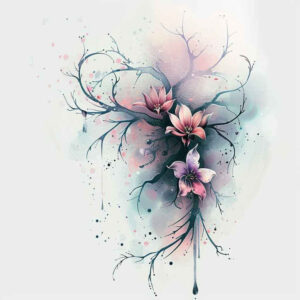flowers-in-art – tattoo design ideas free ai generated – neotraditional-detailed-textures – for-scapula – Gallery: other-flowers-inkby-ai