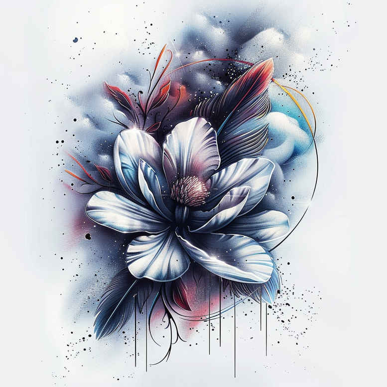 flowers-in-motion – tattoo design ideas free ai generated – surrealism-enigmatic-aura – for-lower-arm – Gallery: other-flowers-inkby-ai
