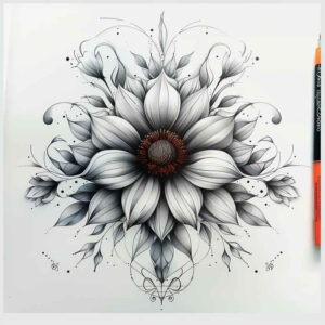 flowers-tattoo – tattoo design ideas free ai generated – neotraditional-sharp-contrast – for-full-back – Gallery: other-flowers-inkby-ai
