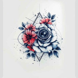 flowers-with-detail – tattoo design ideas free ai generated – surrealism-phantasmagoria – for-back-of-neck – Gallery: other-flowers-inkby-ai
