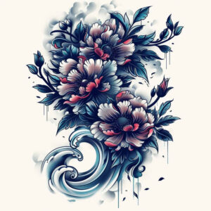 flowers-with-dots – tattoo design ideas free ai generated – realism-tonal-depth – for-elbow – Gallery: other-flowers-inkby-ai