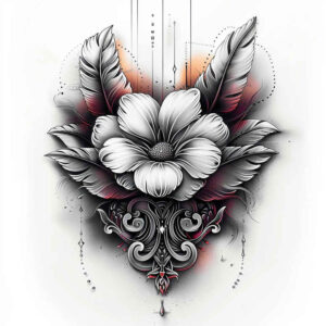 flowers-with-dots – tattoo design ideas free ai generated – surrealism-chromatic-aberration – for-knee – Gallery: other-flowers-inkby-ai
