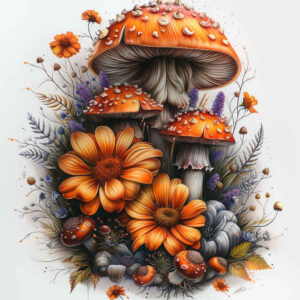 flowers-with-expression – tattoo design ideas free ai generated – surrealism-distorted-perspective – for-abdomen – Gallery: other-flowers-inkby-ai