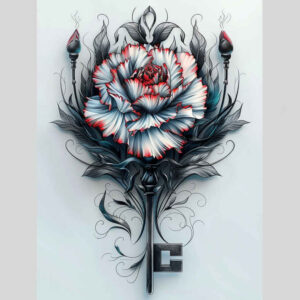 flowers-with-feathers – tattoo design ideas free ai generated – neotraditional-solid-fill – for-toe – Gallery: other-flowers-inkby-ai