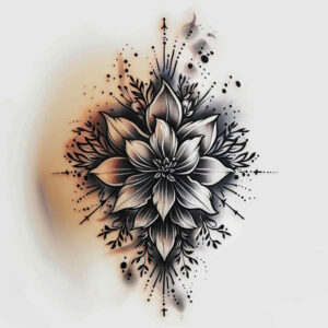 flowers-with-geometric-pattern – tattoo design ideas free ai generated – realism-moist-gloss – for-triceps – Gallery: other-flowers-inkby-ai