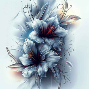 flowers-with-lines – tattoo design ideas free ai generated – realism-real-shadows – for-lower-chest – Gallery: other-flowers-inkby-ai