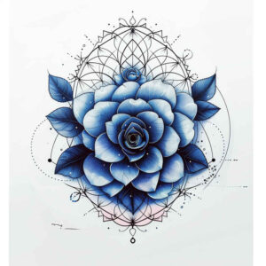 flowers-with-lines – tattoo design ideas free ai generated – surrealism-hallucinogenic – for-scapula – Gallery: other-flowers-inkby-ai