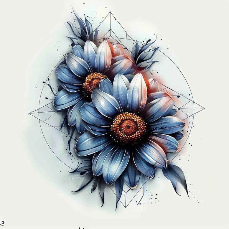 flowers-with-nature-motif – tattoo design ideas free ai generated – neotraditional-refined-lines – for-scapula – Gallery: other-flowers-inkby-ai