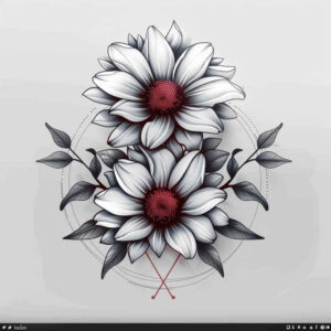 flowers-with-organic-lines – tattoo design ideas free ai generated – neotraditional-fine-detail – for-full-back – Gallery: other-flowers-inkby-ai