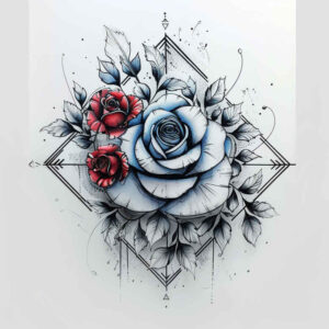 flowers-with-organic-lines – tattoo design ideas free ai generated – neotraditional-textural-detail – for-upper-back – Gallery: other-flowers-inkby-ai