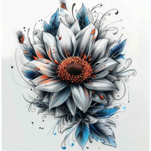 flowers-with-organic-lines – tattoo design ideas free ai generated – realism-natural-look – for-lower-chest – Gallery: other-flowers-inkby-ai
