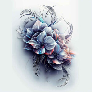 flowers-with-ornament – tattoo design ideas free ai generated – realism-clean-whites – for-behind-ear – Gallery: other-flowers-inkby-ai