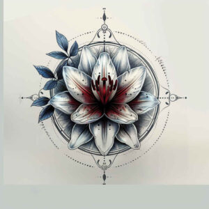 flowers-with-ornament – tattoo design ideas free ai generated – realism-illustrative-style – for-arm – Gallery: other-flowers-inkby-ai