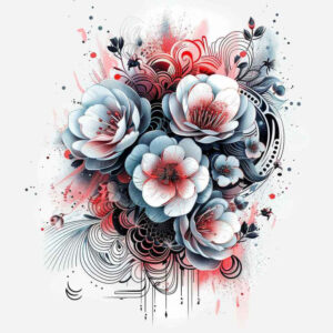 flowers-with-ornamental-details – tattoo design ideas free ai generated – neotraditional-bold-highlights – for-upper-thigh – Gallery: other-flowers-inkby-ai