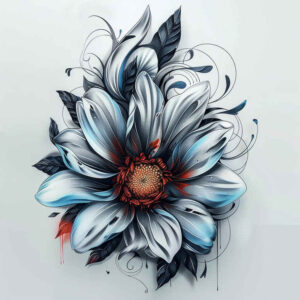 flowers-with-ornamental-details – tattoo design ideas free ai generated – neotraditional-rich-shading – for-abdomen – Gallery: other-flowers-inkby-ai