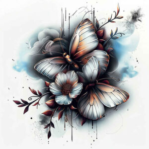 flowers-with-ornamental-details – tattoo design ideas free ai generated – realism-real-shadows – for-lower-thigh – Gallery: other-flowers-inkby-ai