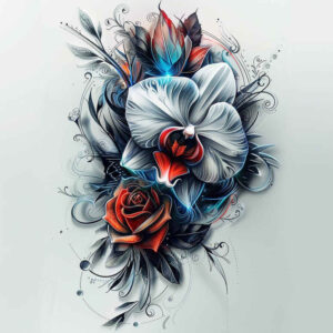 flowers-with-pattern – tattoo design ideas free ai generated – realism-depth-perception – for-side-torso – Gallery: other-flowers-inkby-ai