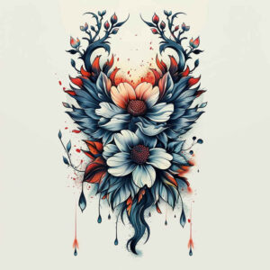 flowers-with-pattern – tattoo design ideas free ai generated – realism-precise-gradient – for-heel – Gallery: other-flowers-inkby-ai