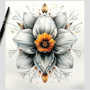 flowers-with-pattern – tattoo design ideas free ai generated – surrealism-fantastical-elements – for-back – Gallery: other-flowers-inkby-ai