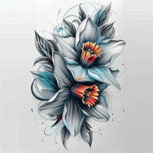 flowers-with-shading – tattoo design ideas free ai generated – realism-reflective-light – for-thigh – Gallery: other-flowers-inkby-ai