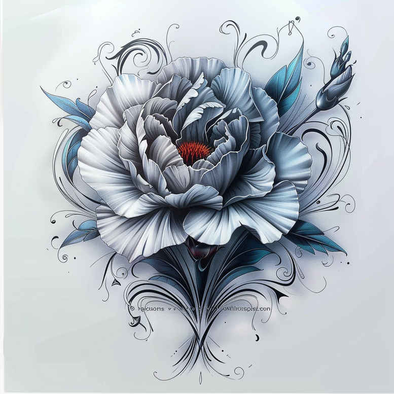flowers-with-shadows-and-light – tattoo design ideas free ai generated – surrealism-symbolism – for-upper-back – Gallery: other-flowers-inkby-ai