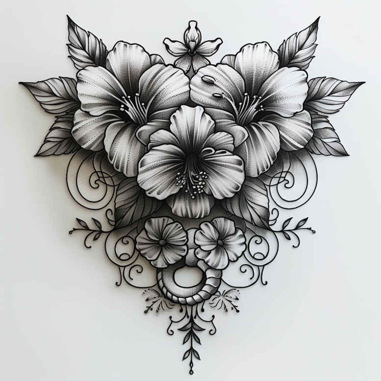 flowers-with-spiritual-symbolism – tattoo design ideas free ai generated – realism-skin-texture – for-stomach – Gallery: other-flowers-inkby-ai