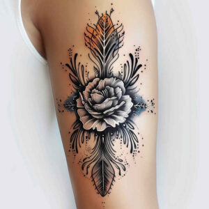 flowers-with-waves – tattoo design ideas free ai generated – realism-illustrative-style – for-foot – Gallery: other-flowers-inkby-ai