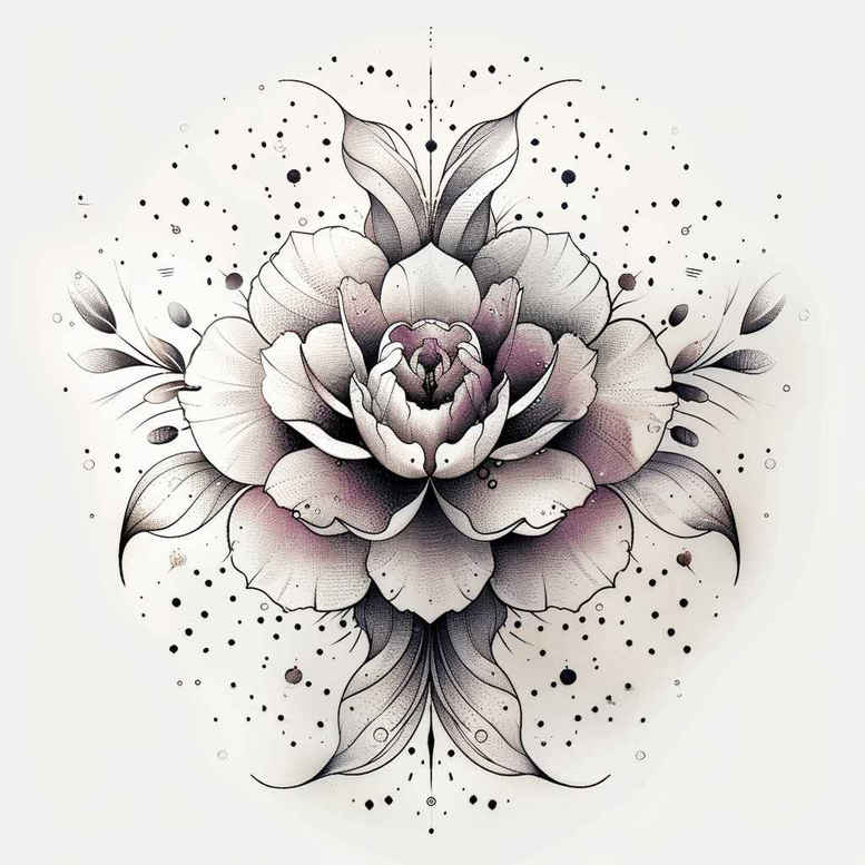 geometric-flower-tattoo – tattoo design ideas free ai generated – neotraditional-clean-fill – for-back-of-neck – Gallery: other-flowers-inkby-ai