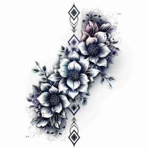geometric-flower-tattoo – tattoo design ideas free ai generated – neotraditional-subtle-tone – for-outer-arm – Gallery: other-flowers-inkby-ai