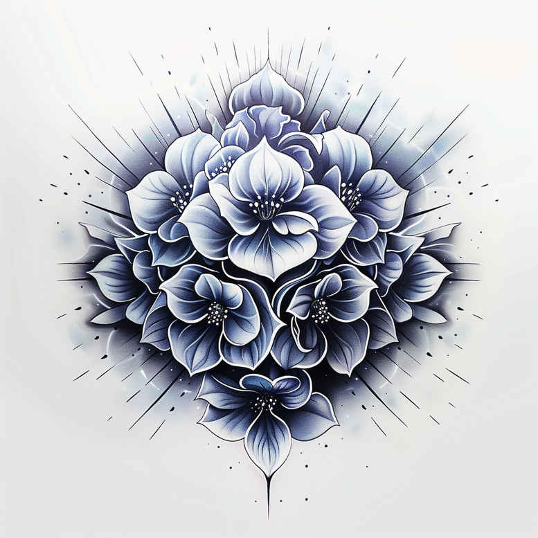 geometric-flower-tattoo – tattoo design ideas free ai generated – realism-contrast-play – for-shoulder-blade – Gallery: other-flowers-inkby-ai