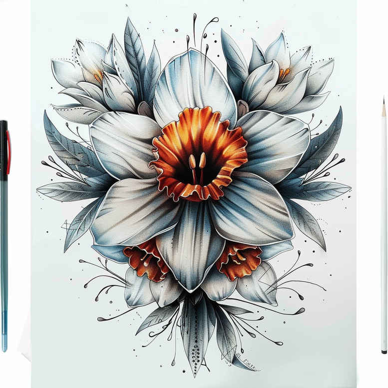 geometric-flower-tattoo – tattoo design ideas free ai generated – surrealism-visionary – for-back – Gallery: other-flowers-inkby-ai