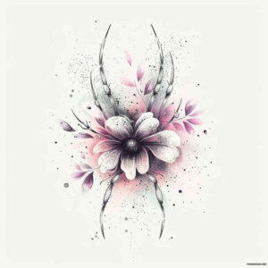 geometric-flowers – tattoo design ideas free ai generated – neotraditional-artistic-contrast – for-spine – Gallery: other-flowers-inkby-ai