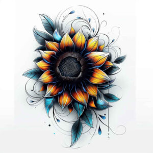 geometric-flowers – tattoo design ideas free ai generated – neotraditional-clean-fill – for-ribs – Gallery: other-flowers-inkby-ai