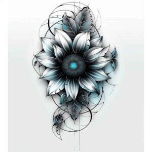 line-flower-tattoo – tattoo design ideas free ai generated – surrealism-timeless – for-nape – Gallery: other-flowers-inkby-ai