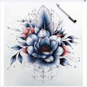 minimalist-flower-tattoo – tattoo design ideas free ai generated – realism-textured-light – for-lower-back – Gallery: other-flowers-inkby-ai