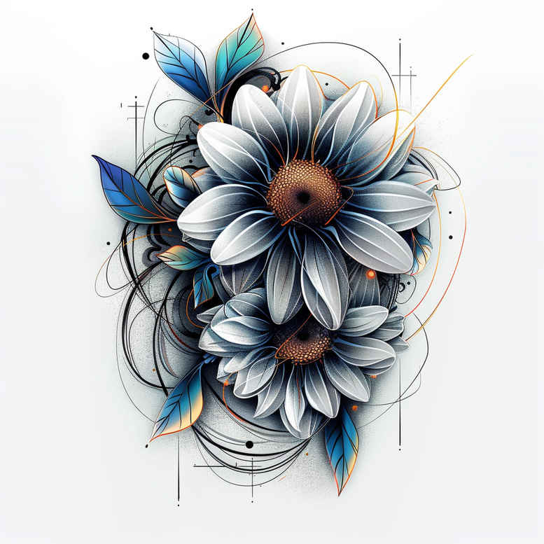 mystical-flower-tattoo – tattoo design ideas free ai generated – neotraditional-modern-classic – for-fingers – Gallery: other-flowers-inkby-ai