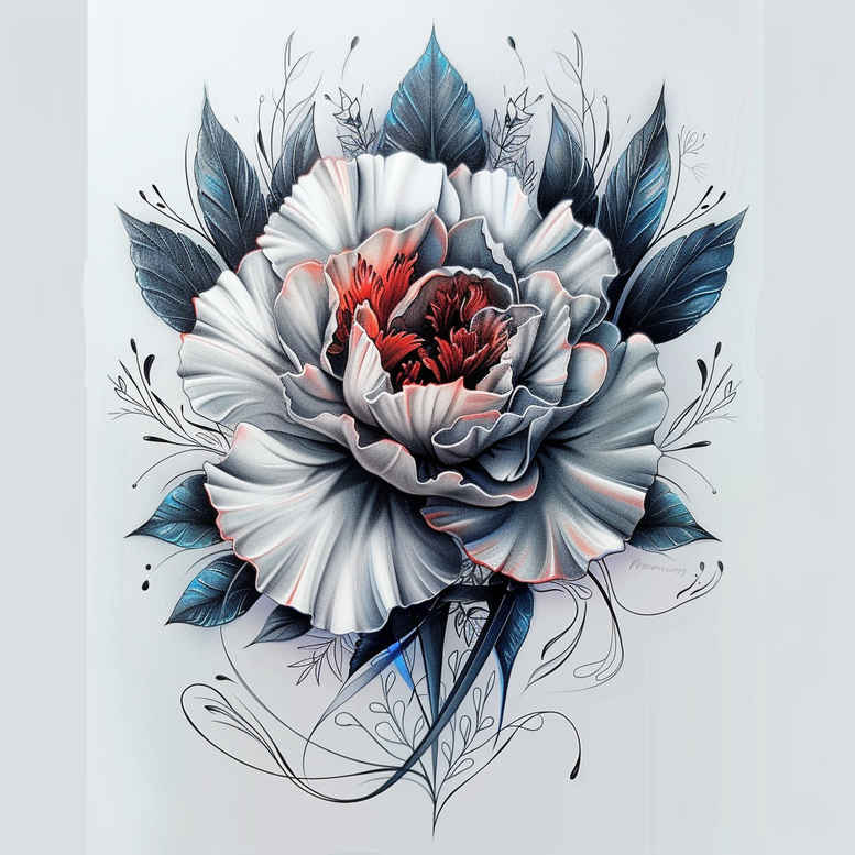 natural-flower-tattoo – tattoo design ideas free ai generated – surrealism-imaginative – for-chest – Gallery: other-flowers-inkby-ai