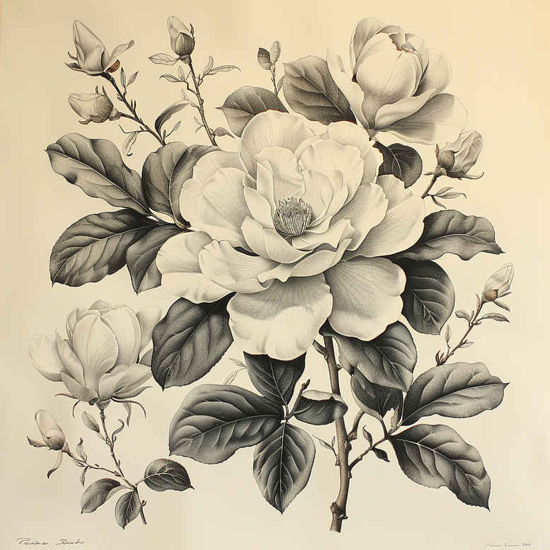 neotraditional-flower-tattoo – tattoo design ideas free ai generated – realism-blended-gradients – for-outer-arm – Gallery: other-flowers-inkby-ai